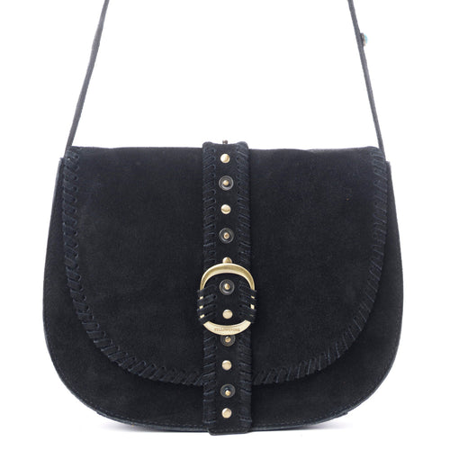 Yellowstone Iron Frontier Suede Leather Bag in Jet Black