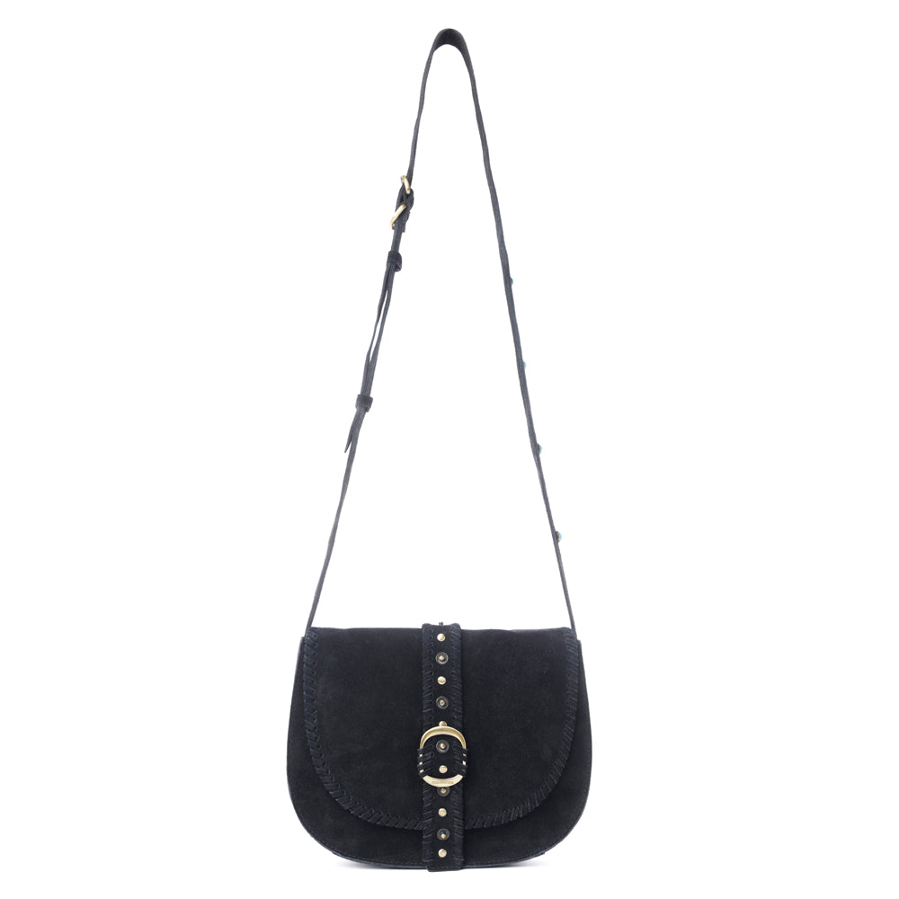 Yellowstone Iron Frontier Suede Leather Bag in Jet Black