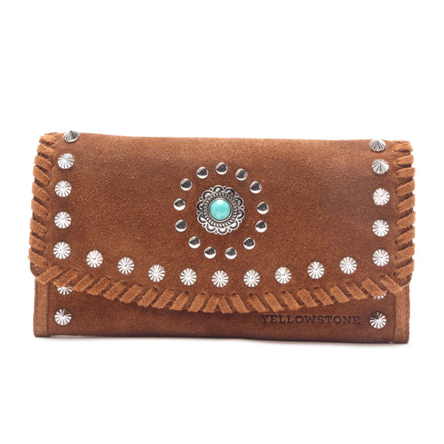 Yellowstone Briar Meadow Studded Suede Leather Women’s Purse in Desert Tan