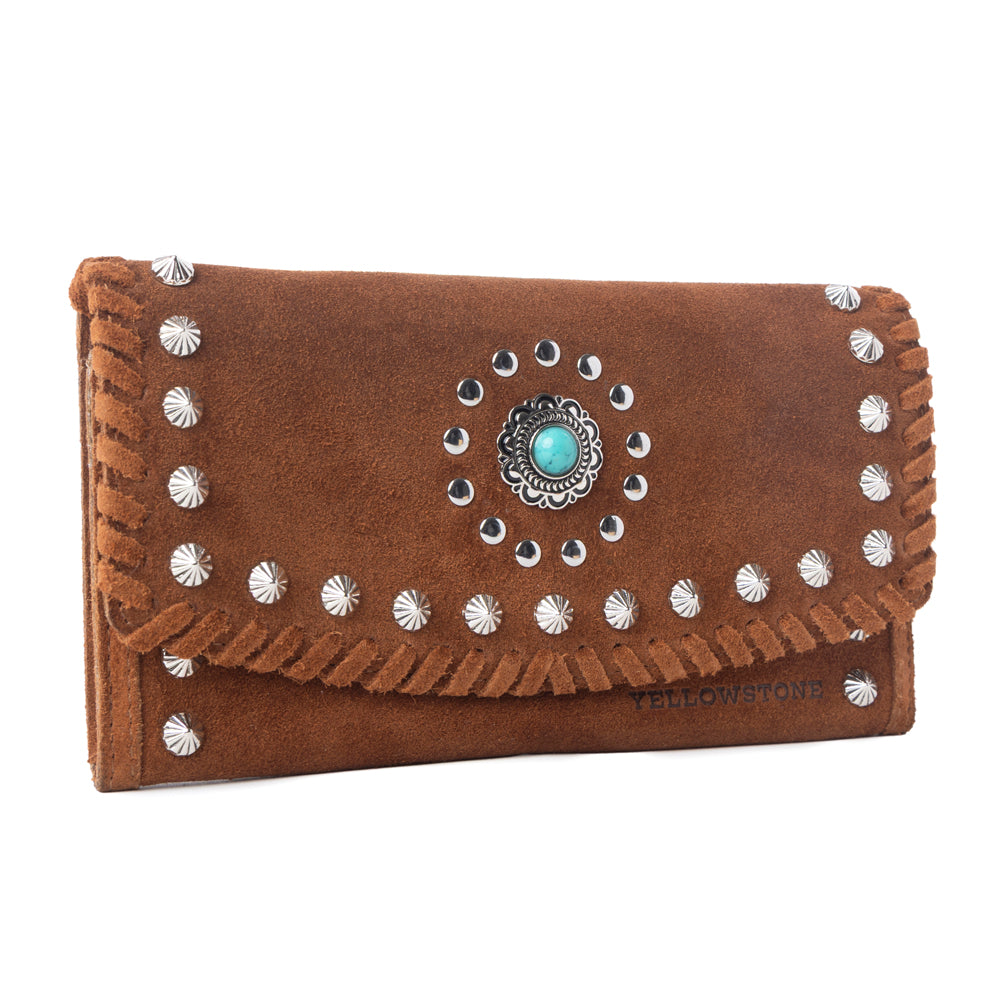 Yellowstone Briar Meadow Studded Suede Leather Women’s Purse in Desert Tan