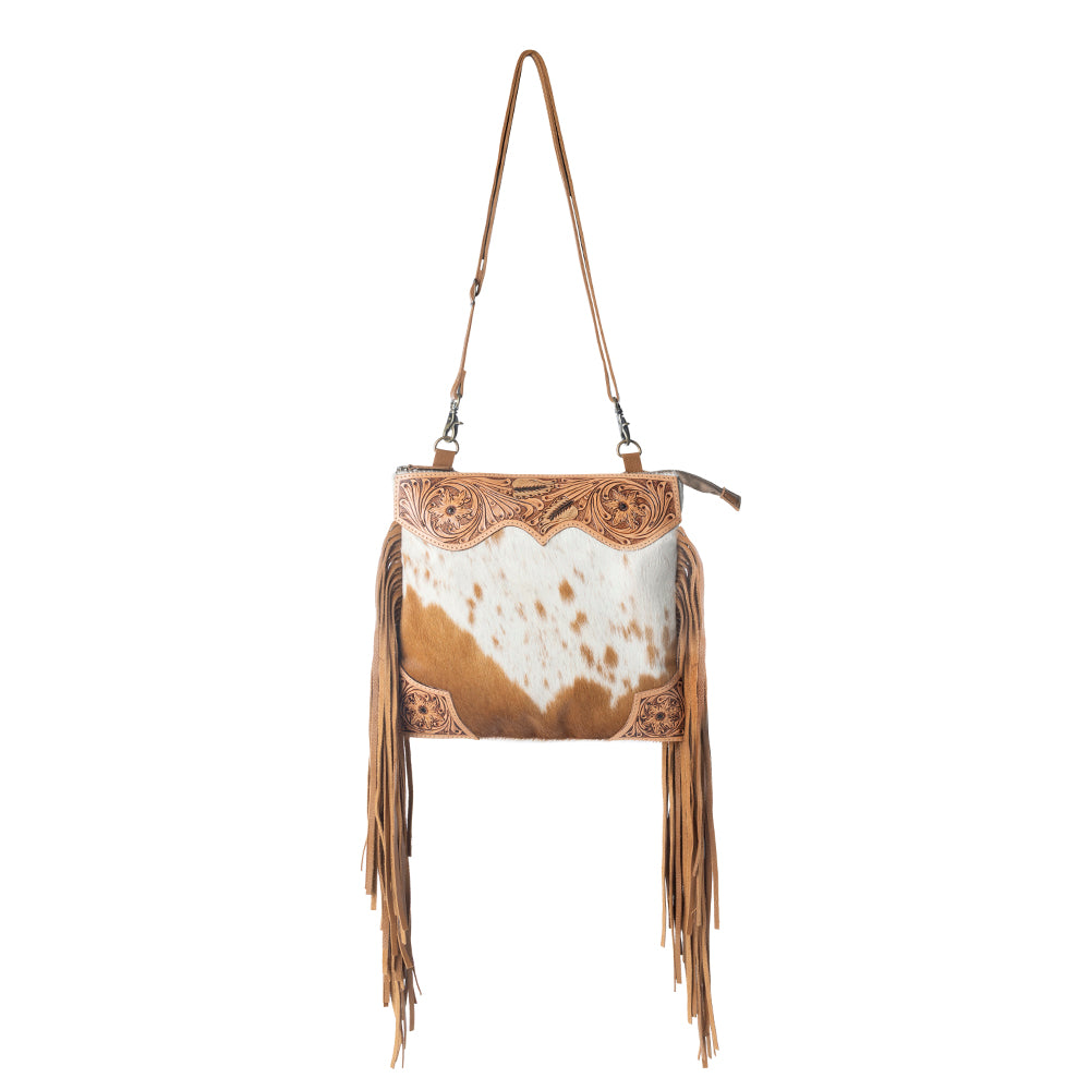 Tumbleweed Trail Fringed hand-tooled bag for women in Light Brown