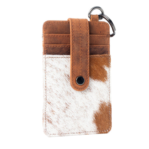Roper Card Holder for Women in brown with hair-on detail