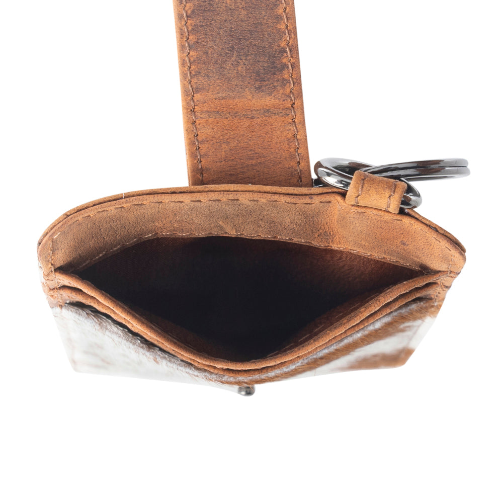 Roper Card Holder for Women in brown with hair-on detail