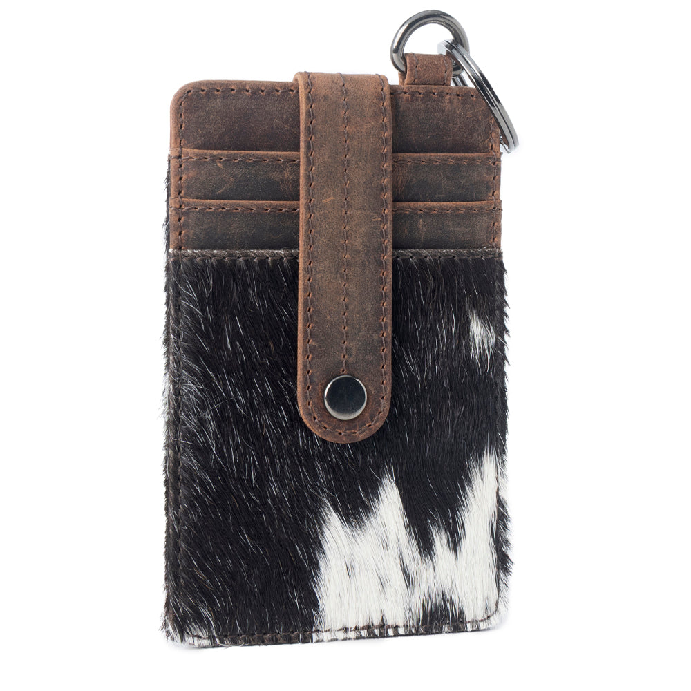 Roper Card Holder for Women in black with hair-on detail