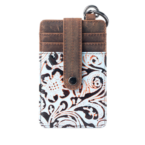 Roper Embossed Card Holder for Women in blue with printed detail
