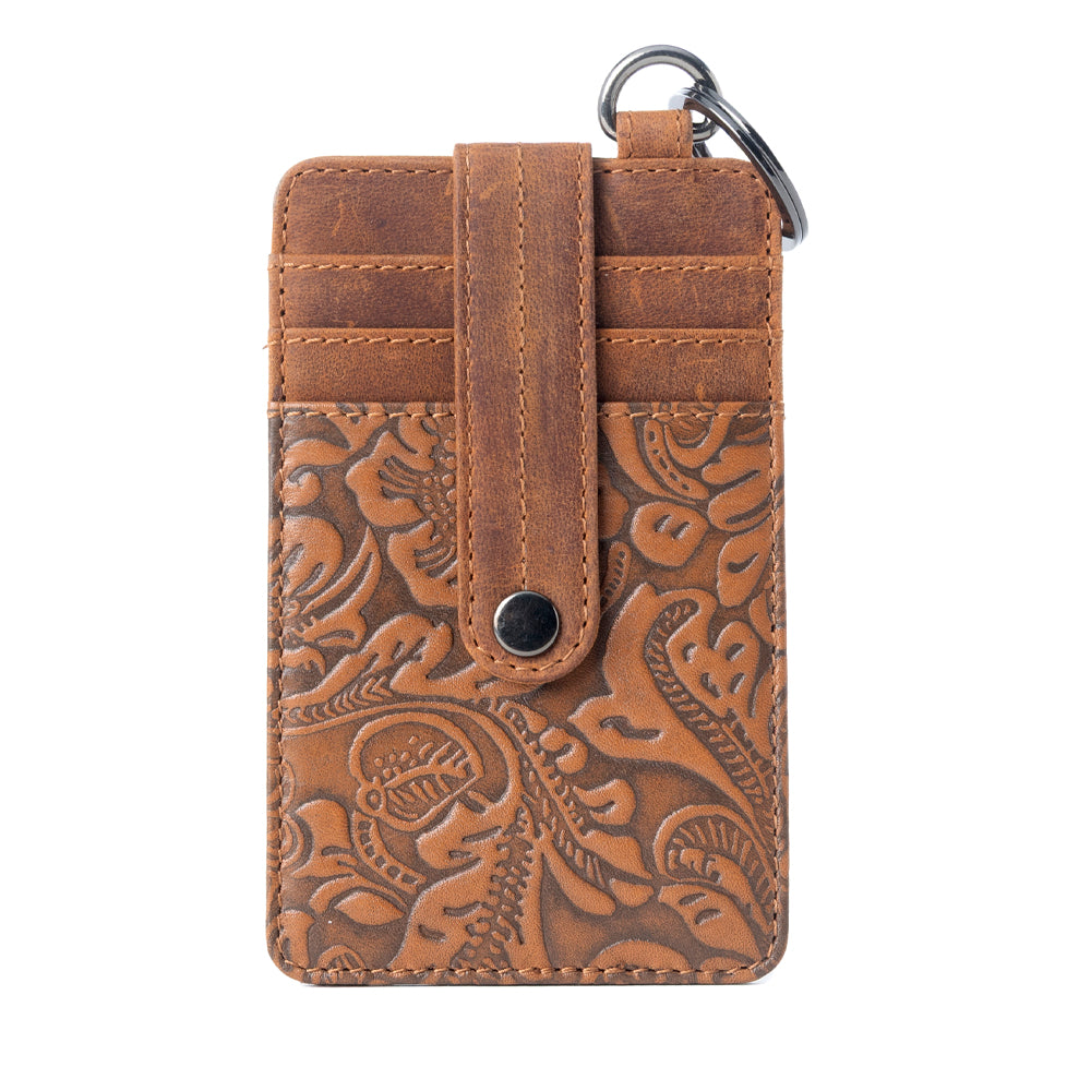 Roper Card Holder for Women in brown with Embossed detail