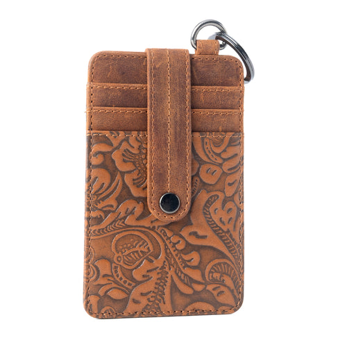 Roper Card Holder for Women in brown with Embossed detail