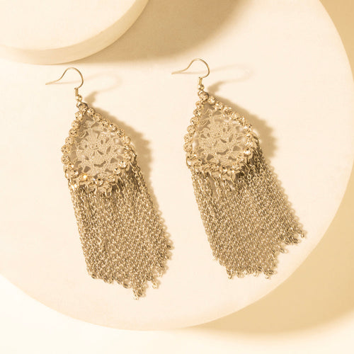 Stormtrail Fringe Earrings in Antique Frost
