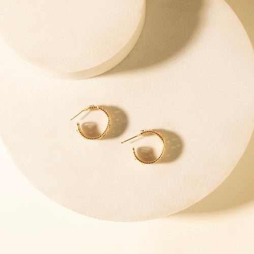 Heritage Cross Hoops in Desert Ivory