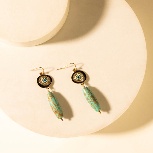 Trail Halo Earrings in Turquoise Stone