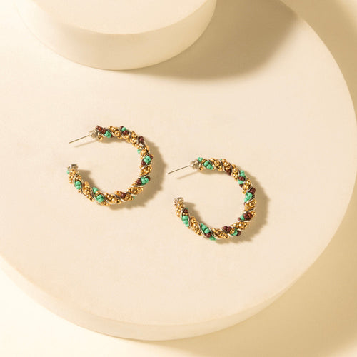 Bronc Braid Hoop Earrings in Desert Turquoise
