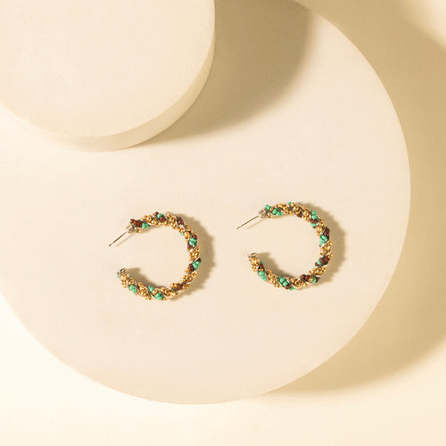Bronc Braid Hoop Earrings in Desert Turquoise