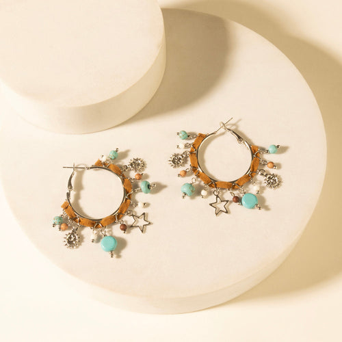 Corral Charm Hoop Earrings in Sky Vein