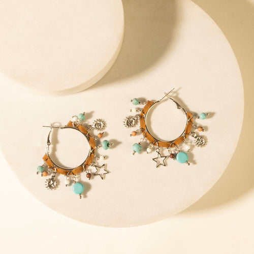 Corral Charm Hoop Earrings in Sky Vein