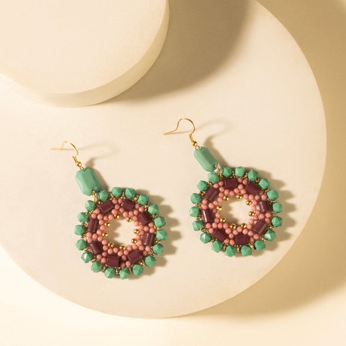 Medallion Earrings in Turquoise Plum