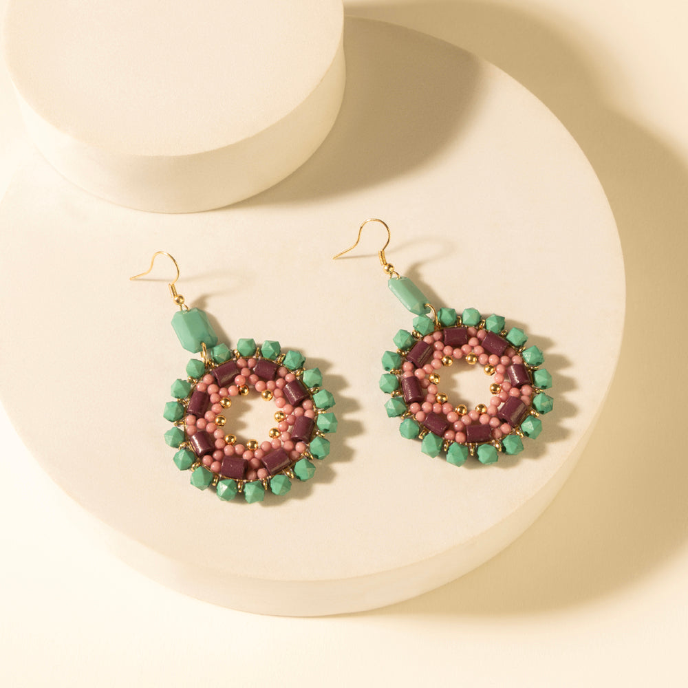 Medallion Earrings in Turquoise Plum