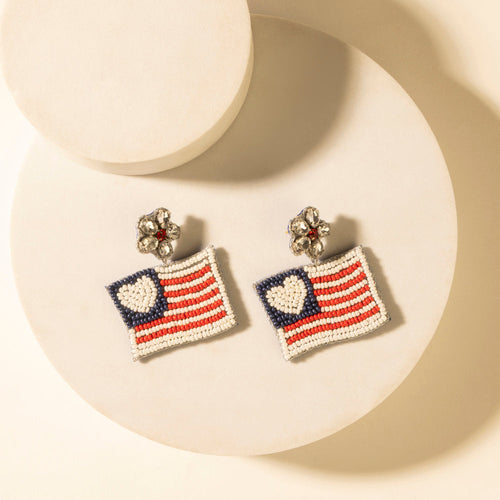 Liberty Range Flag Earrings in Prairie White