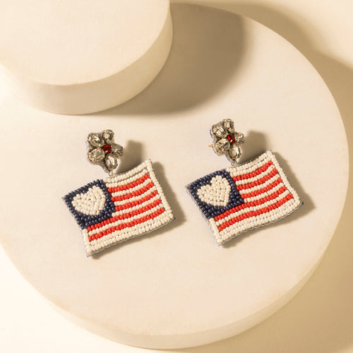 Liberty Range Flag Earrings in Prairie White