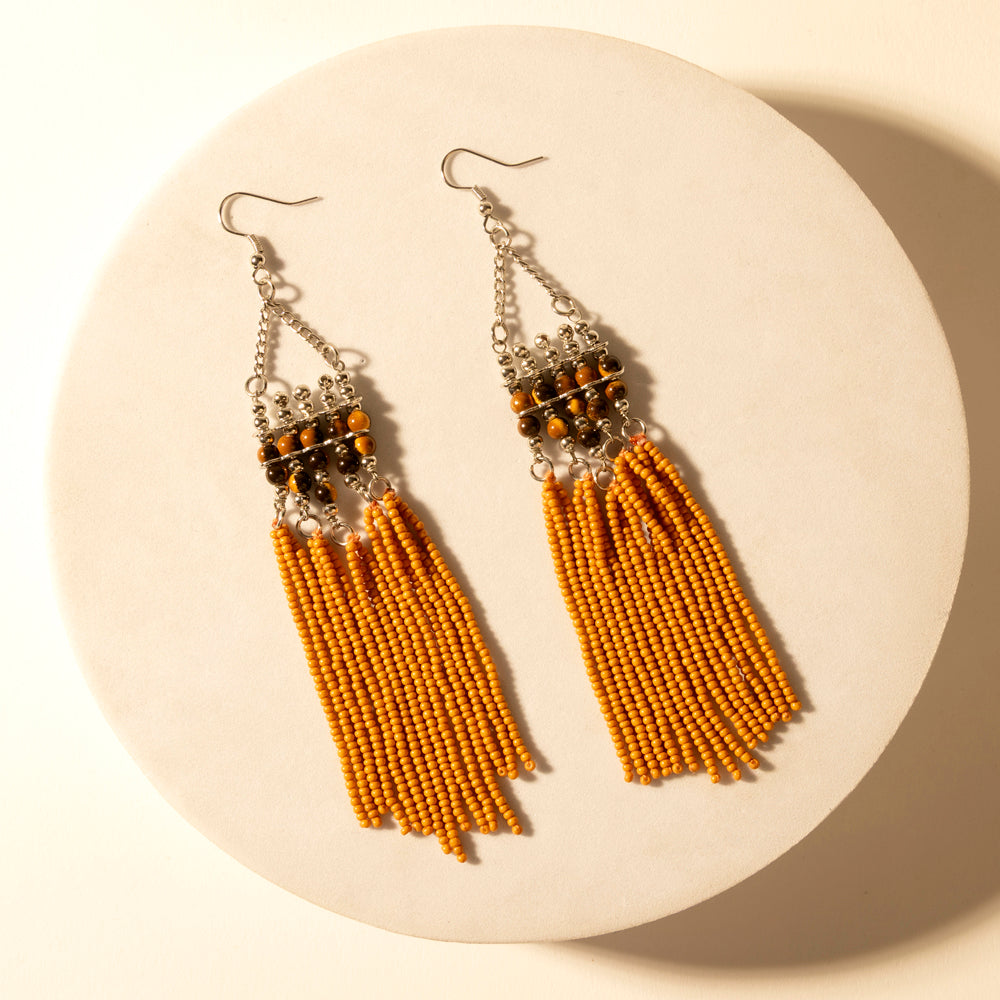 Rustglow Fringe Earrings in Sunbaked Amber