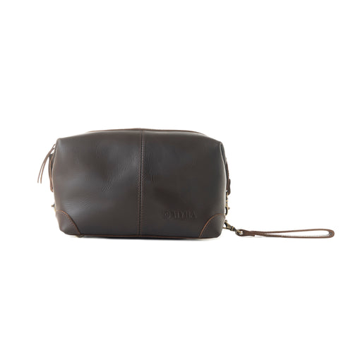 Drifter Leather Shaving Kit for Men in dark brown