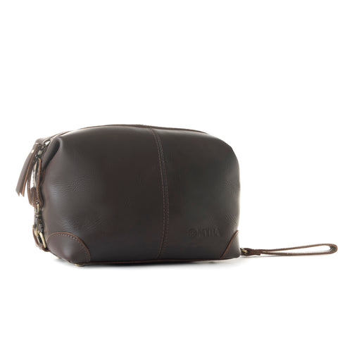 Drifter Leather Shaving Kit for Men in dark brown
