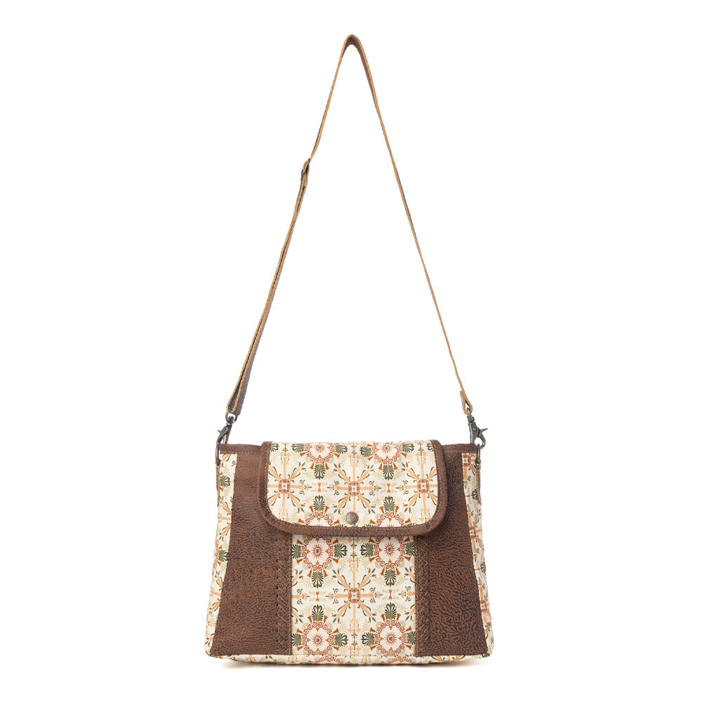 Oakline Cotton & Leather Shoulder Bag in Oat Brown