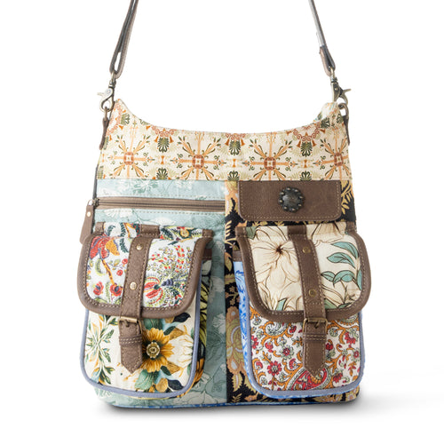 Le Fleur Bel Cowgirl Shoulder Bag for Women in yellow floral with leather and Concho details