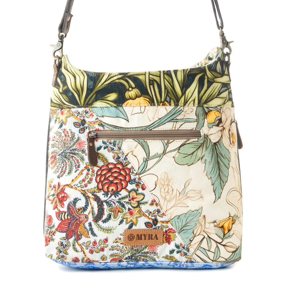 Le Fleur Bel Cowgirl Shoulder Bag for Women in yellow floral with leather and Concho details