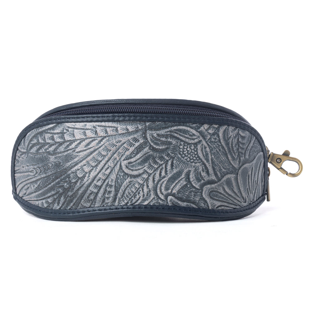 Silver Creek Embossed Leather Sunglass Case in Midnight Steel