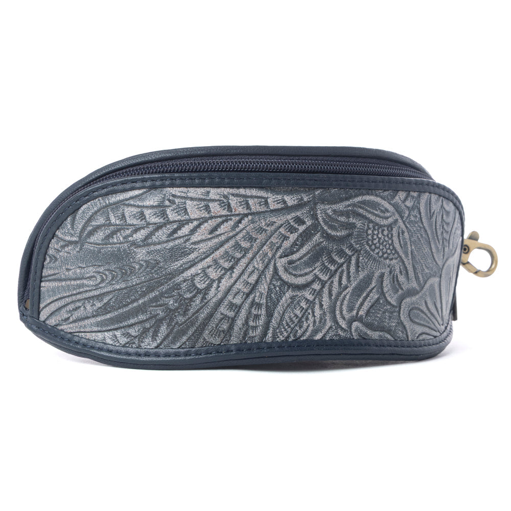 Silver Creek Embossed Leather Sunglass Case in Midnight Steel