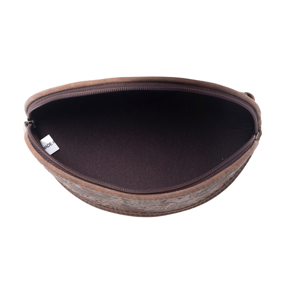 Silver Creek Embossed Leather Sunglass Case in Saddle Brown
