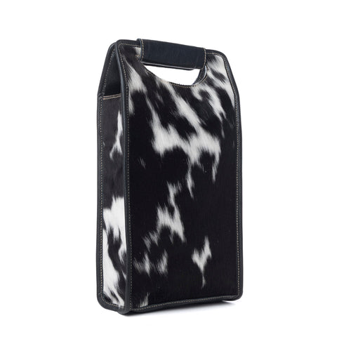 Cypress Field Hairon Leather Wine Bottle Holder in Shadow Cream