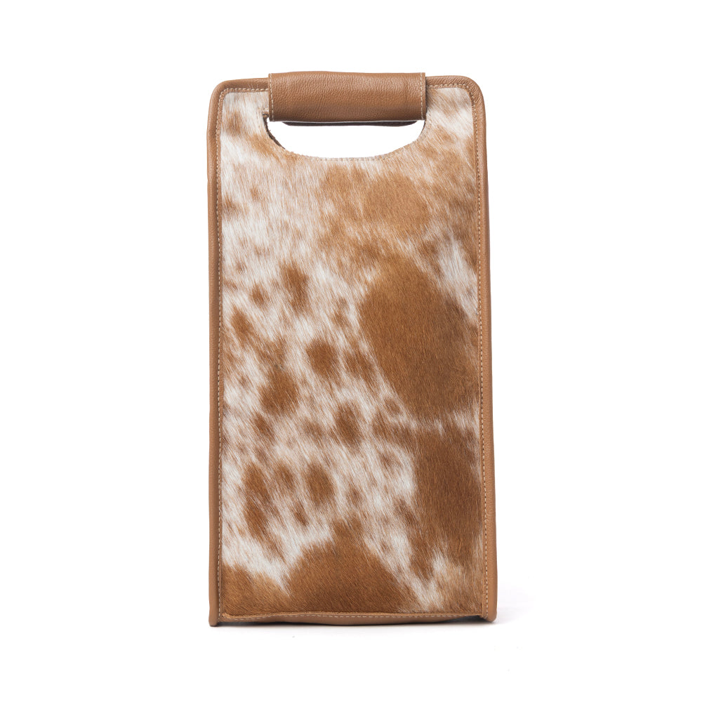 Cypress Field Hairon Leather Wine Bottle Holder in Tan Beige