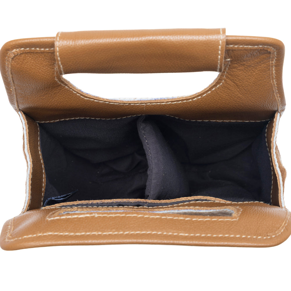 Cypress Field Hairon Leather Wine Bottle Holder in Tan Beige