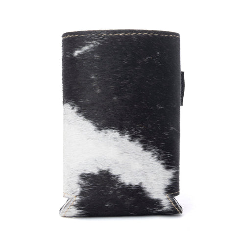 Birch Valley Hairon Leather Beer Can Holder in Ivory Slate