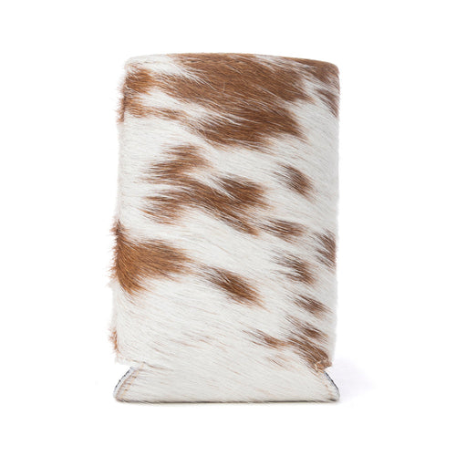 Birch Valley Hairon Leather Beer Can Holder in Toffee Cream