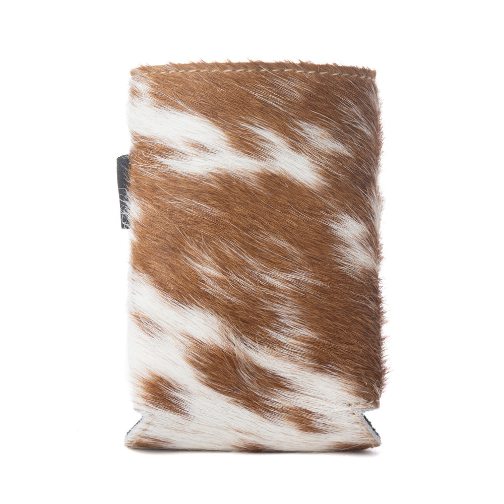 Birch Valley Hairon Leather Beer Can Holder in Toffee Cream