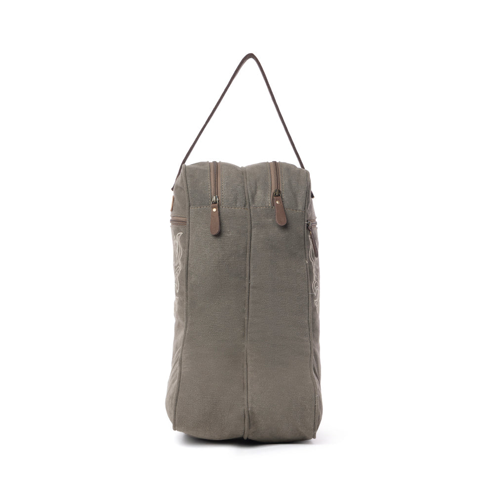 Sunstone Cotton & Leather Boot Bag in Clay Fern