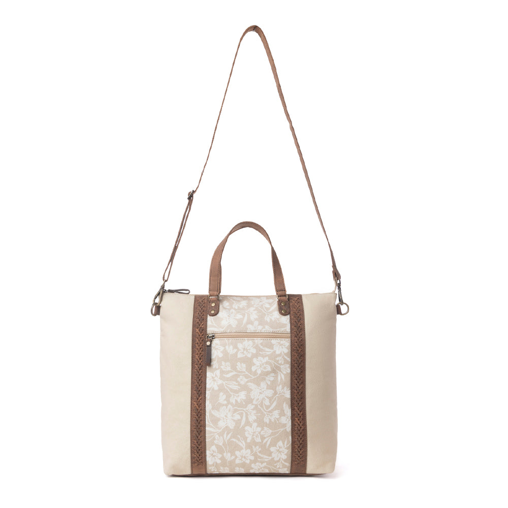 Sunfield Haven Cotton & Leather Tote Bag in Timber Cream