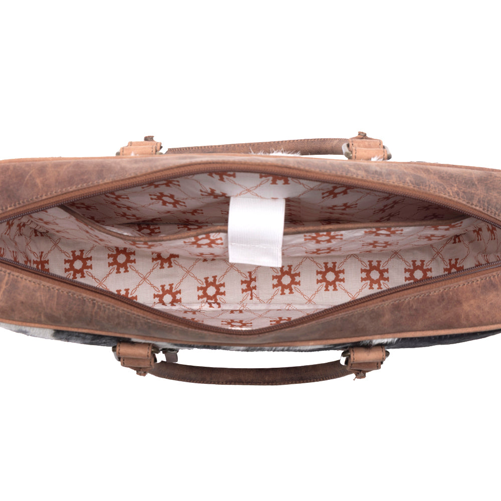 Ironpeak Hairon Leather Laptop Bag in Coal Snow