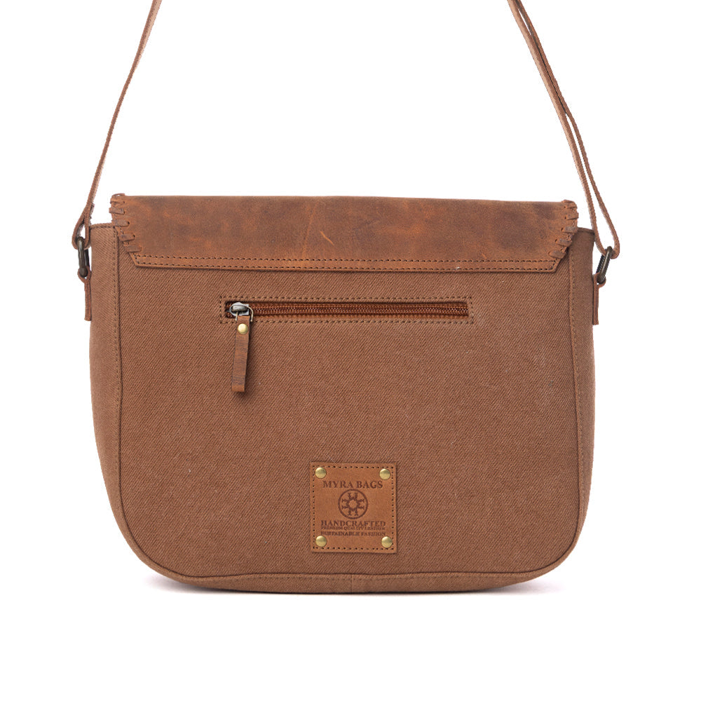 Honey Field Hairon Leather Messenger Bag in Sable Mist