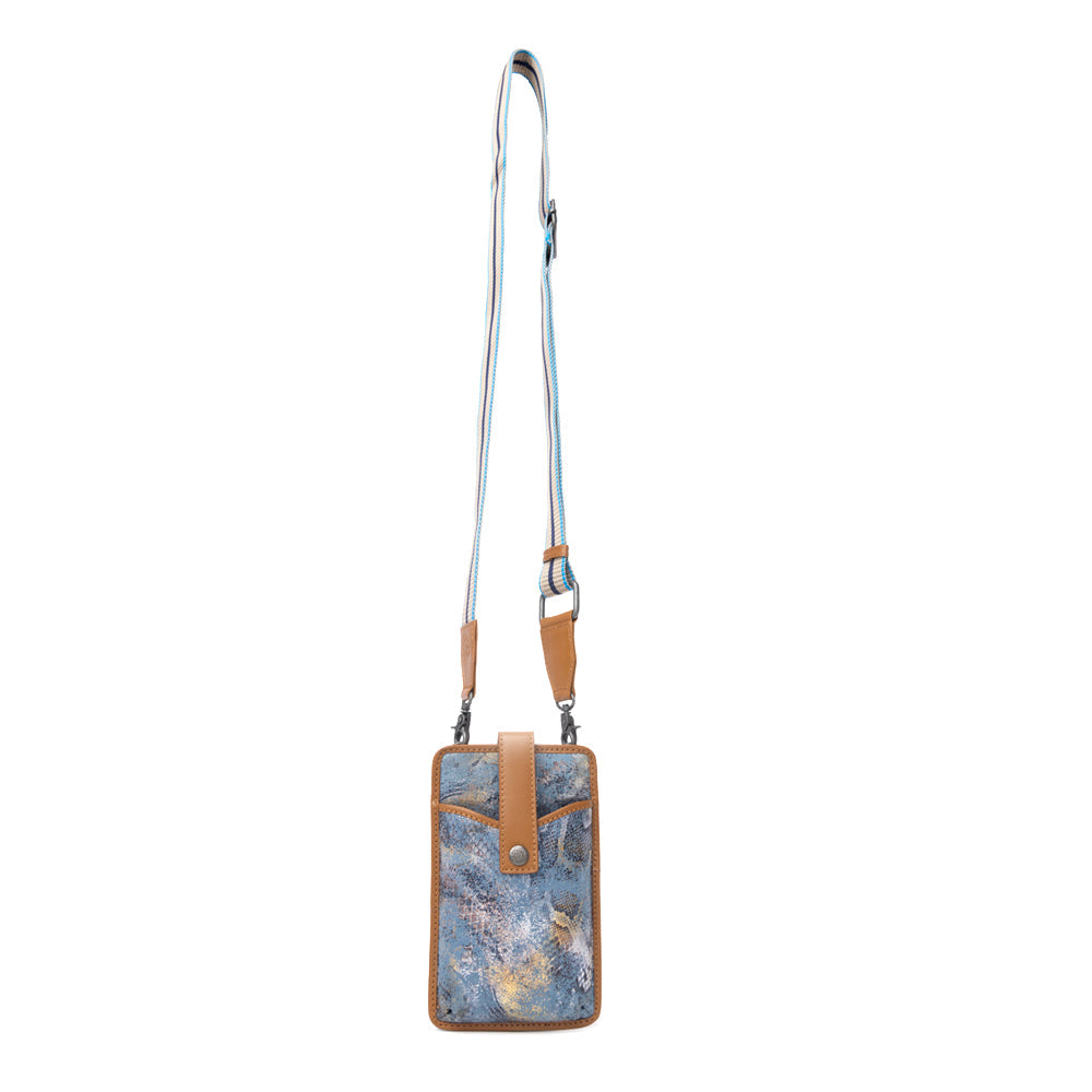 Cedar Snake Print Leather Cell Phone Holder in Turquoise Sand