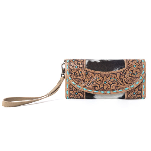 Stoneflower Hairon Leather Women's Wallet in Onyx Pearl