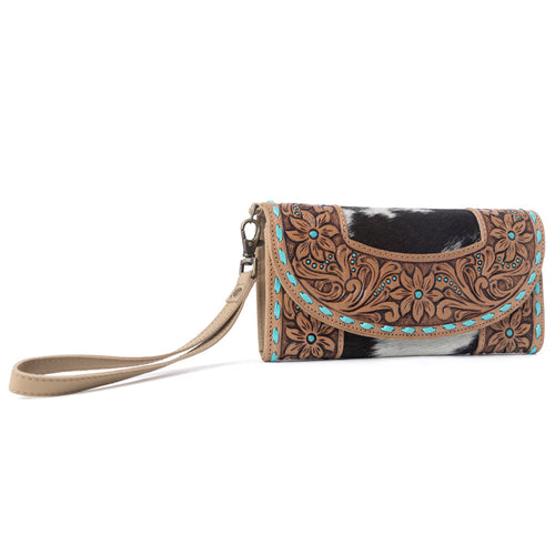 Stoneflower Hairon Leather Women's Wallet in Onyx Pearl