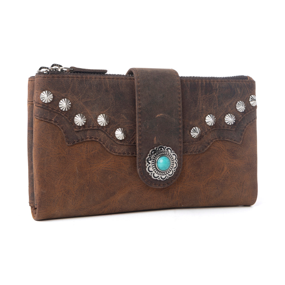 Iron Hill Concho Leather Women’s Wallet in Ochre Veil