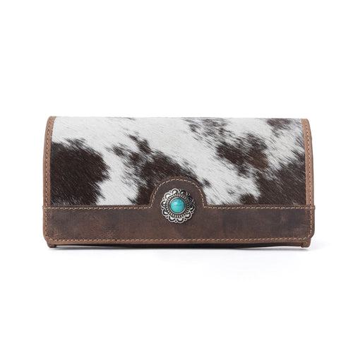 Rustwood Concho Leather Women’s Wallet in Charcoal Cream