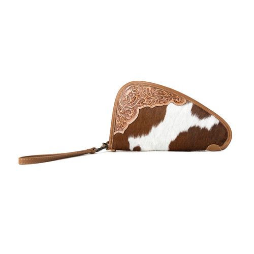 Cinder Oak Handtooled Hairon Leather Gun Case in Sunlit Sand