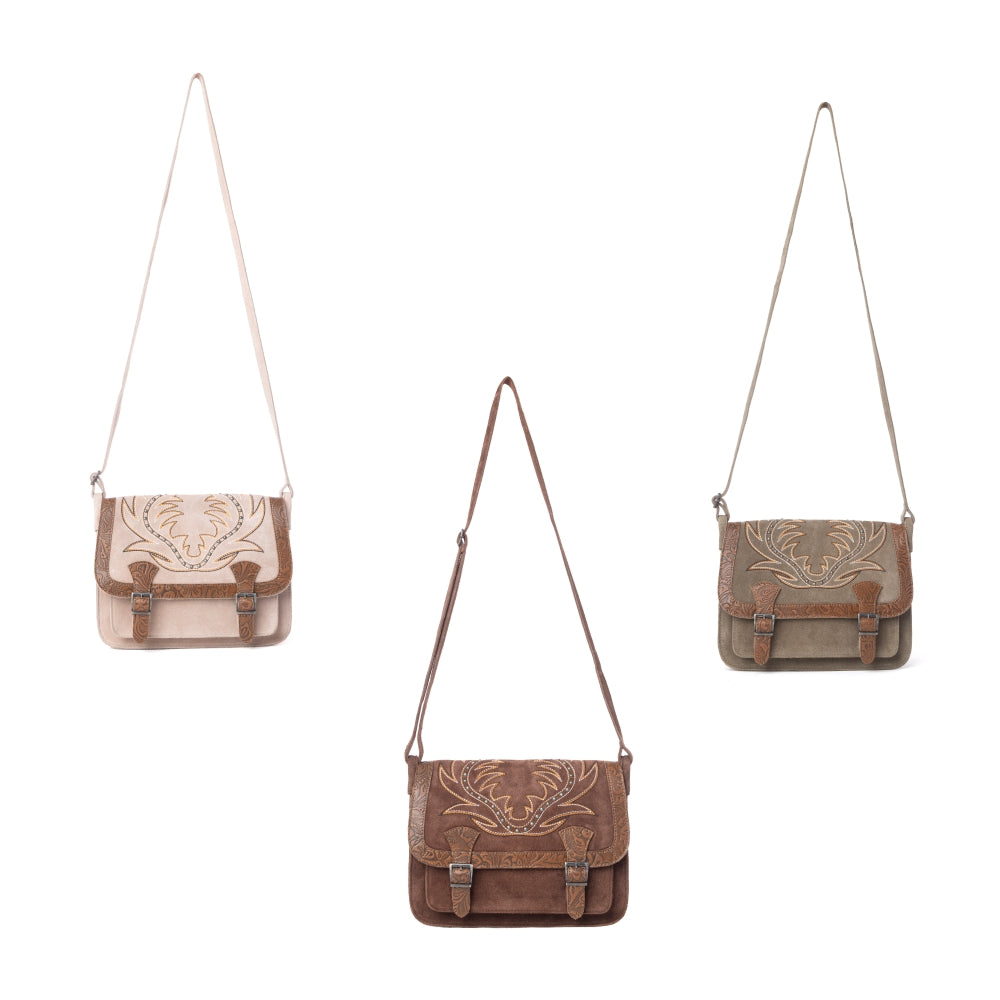 Amberwood Suede Leather Boot Embroidered Leather Bag Variant Combo