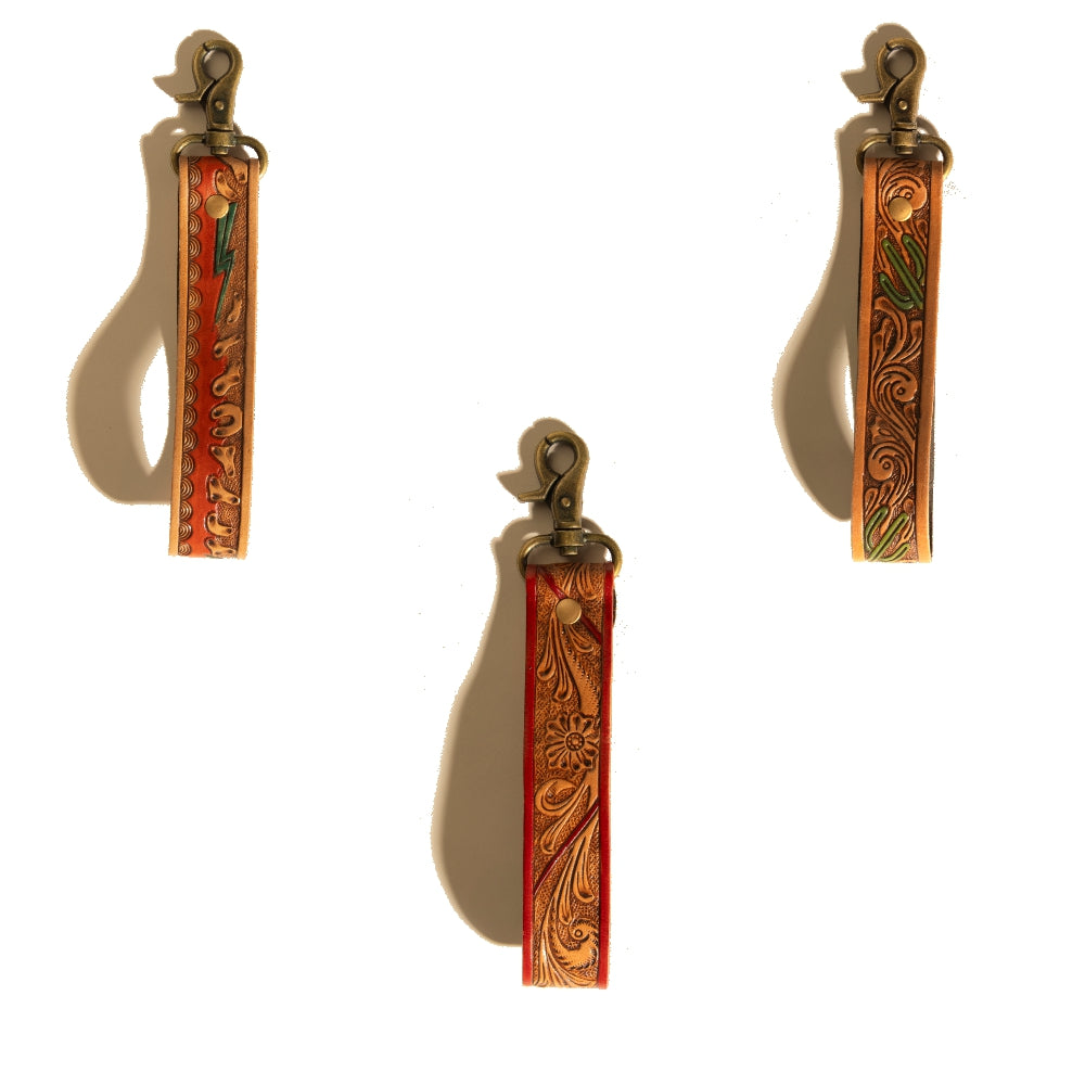Canyon Pass Handtooled Leather Key Fob Variant Combo
