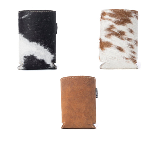 Birch Valley Hairon Leather Beer Can Holder Variant Combo